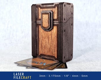 Laser Cut Card Storage Box with Hinges SVG DXF PDF
