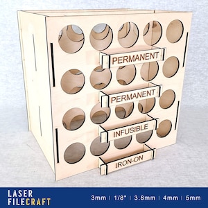 Vinyl Storage. Cricut Organizer for Vinyl Rolls. 3mm, 1/8 inch, 3.8mm, 4mm, 5mm. Laser cut files. SVG, DXF, AI, LBRN2 (digital product)