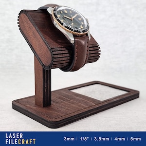 Support pour montre et plateau à bijoux. 3 mm, 1/8 po., 3,8 mm, 4 mm, 5 mm. SVG, IA, LBRN2. Fichiers découpés au laser (produit numérique)