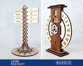 DnD Time & Initiative Tracker Bundle, Laser Cut Files (SVG, AI, LBRN2)