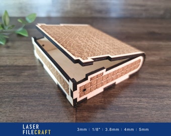 Card Box. Slim Deck Storage. 3mm, 1/8in, 3.8mm, 4mm, 5mm. Laser cut files. SVG, AI, LBRN2 (digital product)
