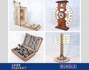 DnD Laser Cut Files Bundle, Dice Tower, Initiative Tracker (SVG, AI, LBRN2)