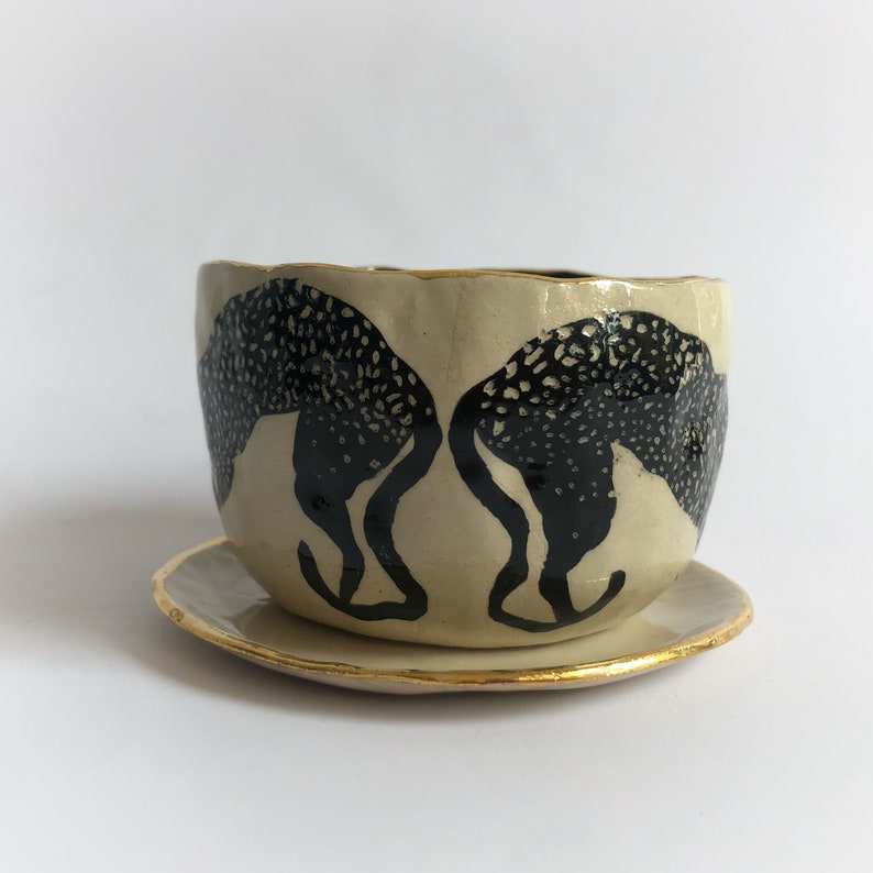 Cheetah lover mug, Wild cat lover cup, Handmade coffee cup, Black and gold coffee mug, Coffee lover gift, Co worker gift, New job gift image 5