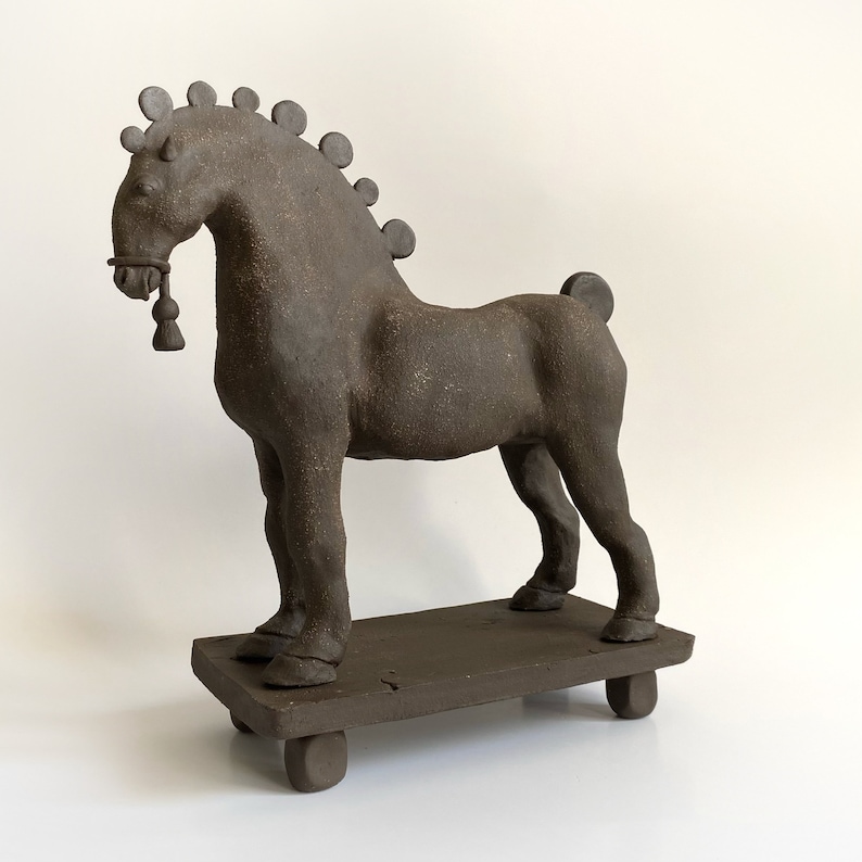 Ceramic horse sculpture, Vintage style horse sculpture, Horse lover gift, Ancient greek style horse sculpture, Collectible horse sculpture image 5