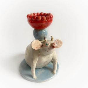 Decorative candlestick holder, Table decor, Wedding gift, Nursery room decor, Art lover gift, Figural candleholder, Ooak candlestick