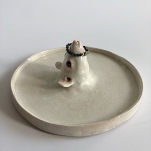 Decoración de pared de ratón, Plato de joyería de cerámica, Decoración de pared de estilo vintage, Centro de mesa de dormitorio, Plato de anillo de cerámica, Regalo para amantes de los ratones imagen 3