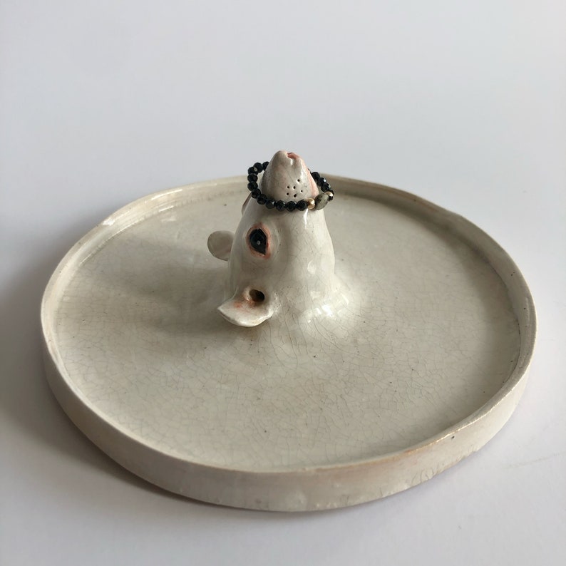 Decoración de pared de ratón, Plato de joyería de cerámica, Decoración de pared de estilo vintage, Centro de mesa de dormitorio, Plato de anillo de cerámica, Regalo para amantes de los ratones imagen 3