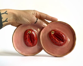 Decoración erótica para el hogar, Decoración de pared con forma de vagina de cerámica, Accesorio femenino, Decoración de cerámica con forma de vulva, Regalo de boda lésbica, Poder femenino, Arte vaginal