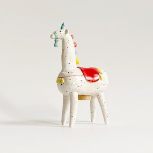 Collectible salt shaker, Ceramic horse sculpture, White horse figurine, Eclectic style kitchen decor, Horse sculpture, Horse lover gift