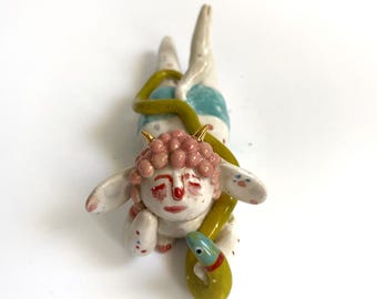 Decorative female figurine, Spiritual figurine, Witchy figurine, Lesbian wedding gift, deities and demigods, Folklore decor, Devil girl
