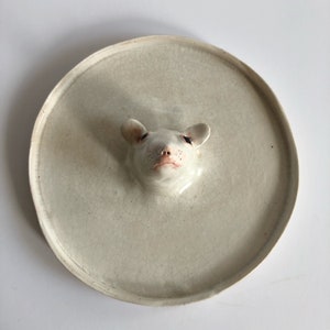 Decoración de pared de ratón, Plato de joyería de cerámica, Decoración de pared de estilo vintage, Centro de mesa de dormitorio, Plato de anillo de cerámica, Regalo para amantes de los ratones imagen 4