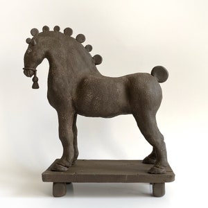 Ceramic horse sculpture, Vintage style horse sculpture, Horse lover gift, Ancient greek style horse sculpture, Collectible horse sculpture image 3