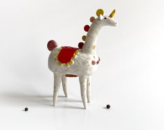 Ceramic horse unicorn, Collectible salt shaker, Saltshaker lover gift, Horse lover gift, Office desk decor, Figural salt shaker