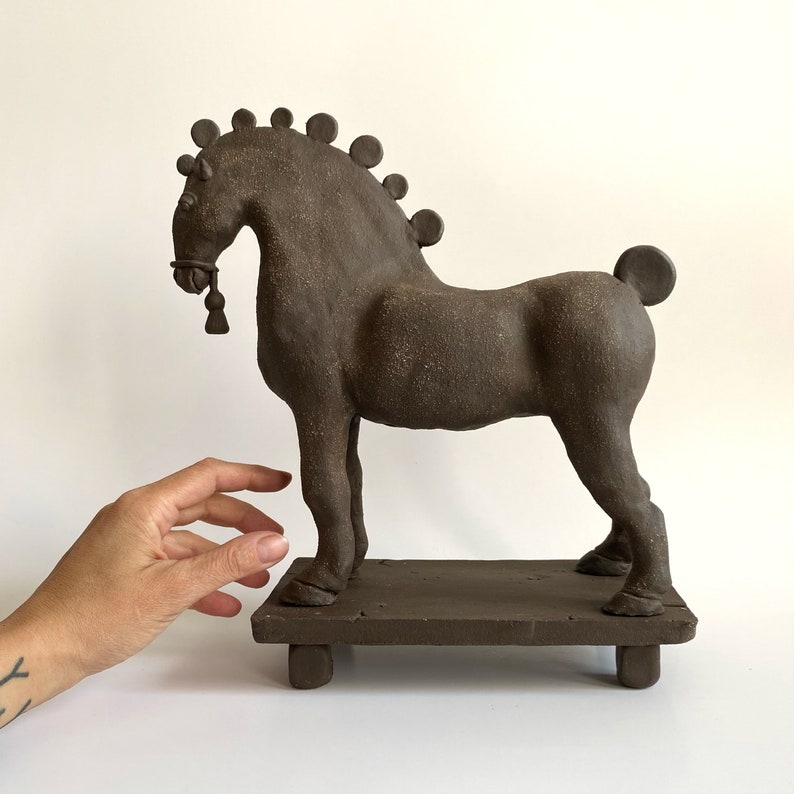 Ceramic horse sculpture, Vintage style horse sculpture, Horse lover gift, Ancient greek style horse sculpture, Collectible horse sculpture image 7