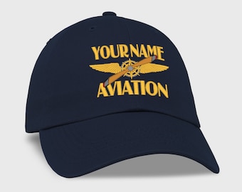 Custom Aviation Hat, Personalized Embroidered Baseball Ballcap, Wings Propeller, for Pilots Flyers Aviators Aeronautics, Love Planes