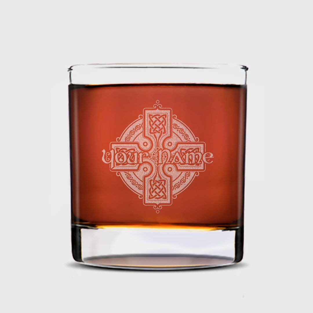 Custom Celtic Rocks Glasses, Personalized Engraved Single or Set of 4, Celtic Gaelic Irish