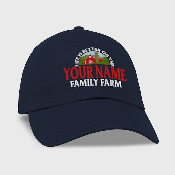 Custom Farm Hat, Personalized Embroidered Baseball Ballcap, For Farmer Gardener, Life Is Better On Your Name Family, Farm Garden Silo Barn