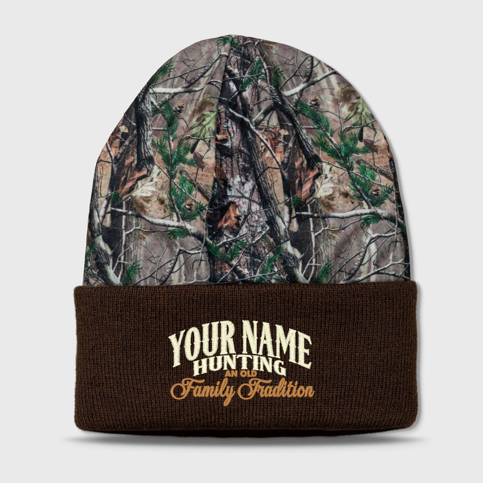 Custom Hunting 2 tone Camo Beanie Personalized Embroidered Cuffed Cap Family Hunting Tradition Outdoors Apparel Your Name Nature Hunter Etsy