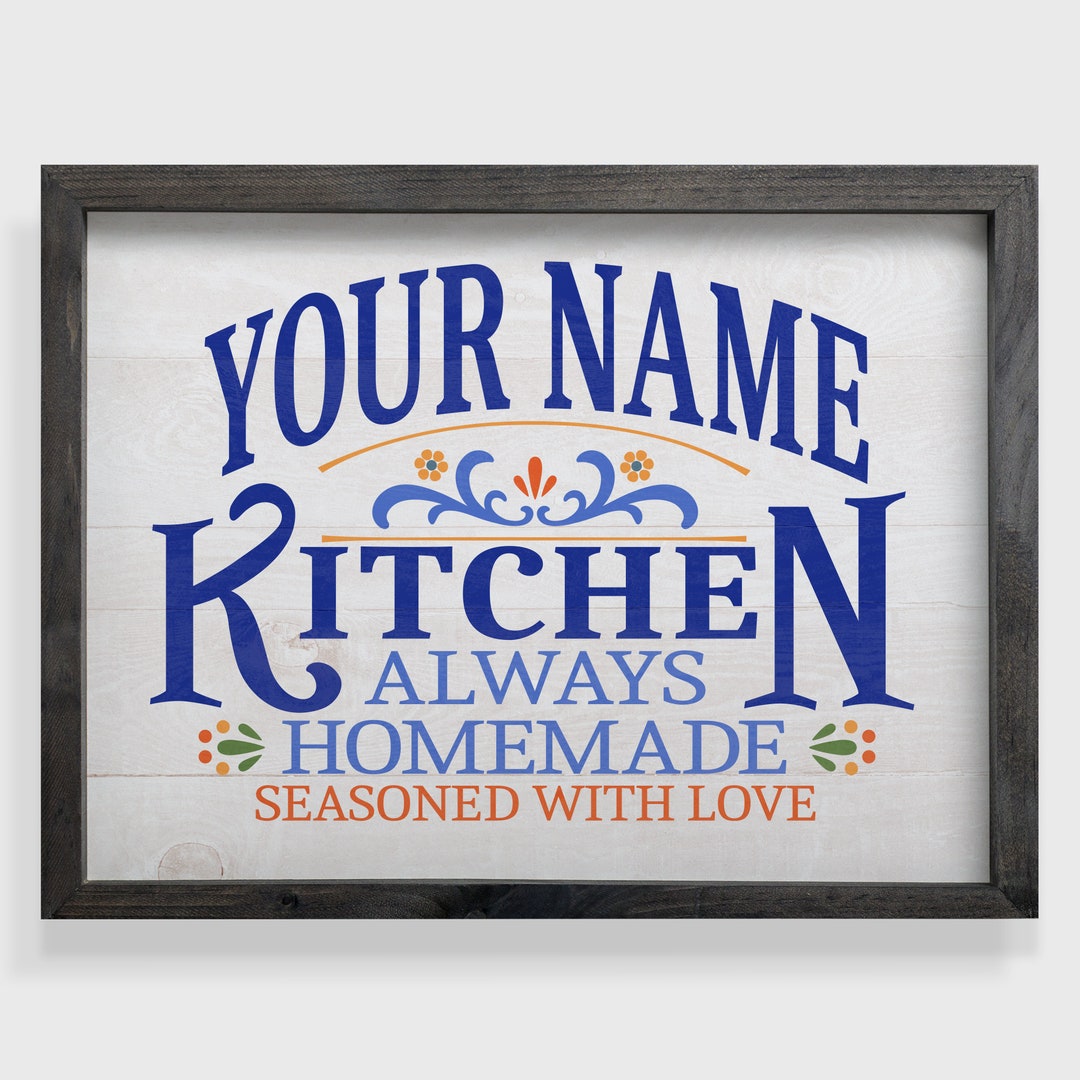 Custom Kitchen Wall Art, Personalized Printed Wooden Framed Sign, for ...