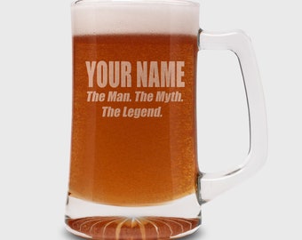 Custom Legend Beer Mug, Personalized 25 oz Engraved Single, Man Myth Legend, Your Name Family Pride Reunion Party Celebration