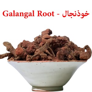 Peut inclure: Racine de galanga séchée dans un bol blanc. La racine de galanga est une épice utilisée en cuisine et en médecine traditionnelle.