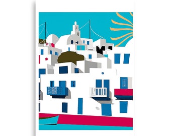 Mykonos Print Travel Poster