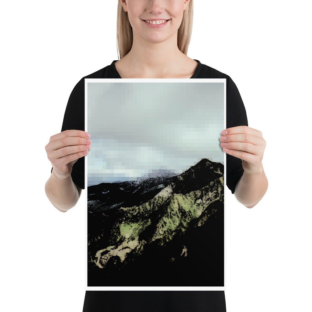 Mountain Landscape Poster With Clouds, Minimalist Style - Etsy