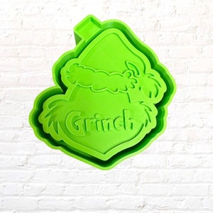 Green Man Face with Santa Hat Christmas Silicone Mold - Freshie Mold, Silicone Molds, Molds for Freshies, Wax Mold, Aroma Bead Mold