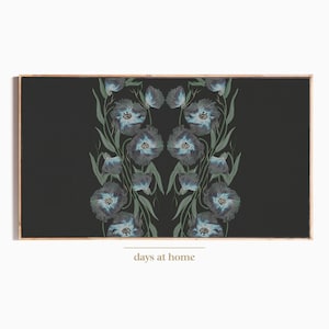 Samsung Frame TV Art, Dark Moody Tv Art, Black Floral, Dark Botanical, Flower Sketch, Moody Floral Tv, Foliage Art, Wildflower Tv Art, TV100