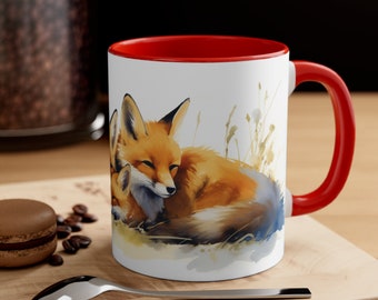 Cute two-toned Fox family Coffee mug, 11oz