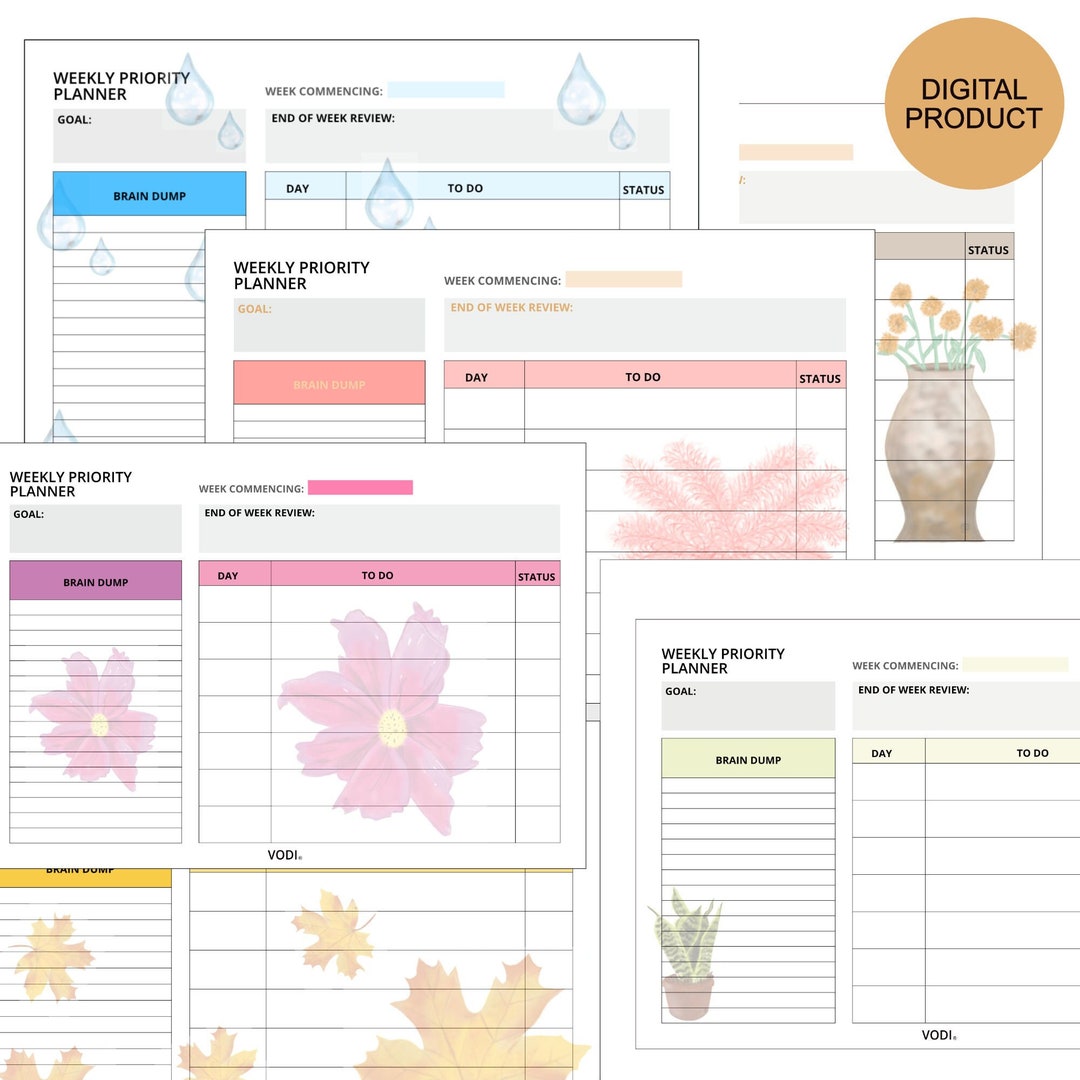 Priority Planner Printable in 4 Designs, A4 Downloadable Planners - Etsy