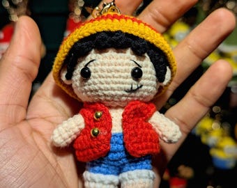 Crochet Luff Amigurumi Keychain | One Piece Fan Art | Handmade Anime Bag Charm