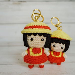Handmade Crochet Doll Keyring – Anime Plush Bag Charm – Kawaii Amigurumi Gift