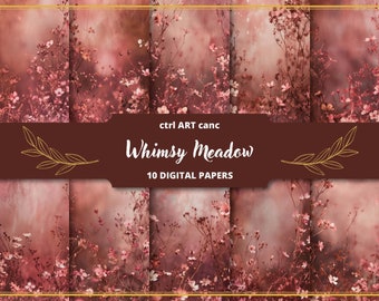 Pink Floral Digital Paper: Junk Journal Scrapbook Kit (Digital Download)