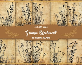 Grunge Floral Paper: Junk Journal Kit, Scrapbook Paper (Digital Download)