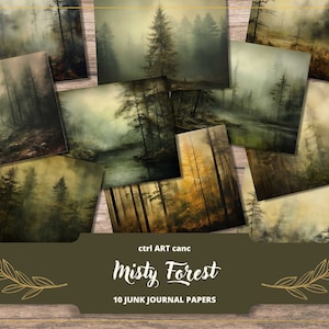 Woods Journal Papier Wald Scrapbook Hintergrundpapier Misty Forest Junk Journal Papier Digitaler Download Papier Dunkles Papier für Scrapbooking