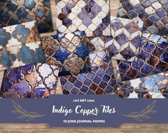Purple Tiles Junk Journal Kit: Mosaic Scrapbook Paper (Digital Download)