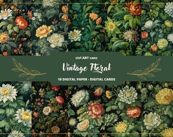 Vintage Floral Digital Paper: Junk Journal Kit (Printable)