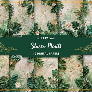 Plantas de estuco verde Papel de diario basura Plantas de papel Papel digital Planta de yeso Planta Monstera Papel digital Papel de fondo