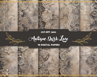 Dark Gothic Lace Digital Paper: Scrapbook Journal Kit (Digital Download)
