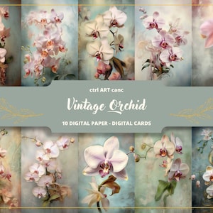 Vintage Orchidee Druckbar, Orchidee Blumenpapier, Romantisches Dekor, Journal Kit, Journal Seiten, Scrapbooking, Junk Journal Supplies, Ephemera