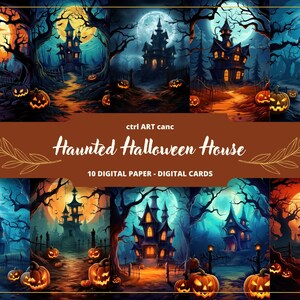 Haunted House Halloween Digital Paper: Junk Journal (Digital Download)