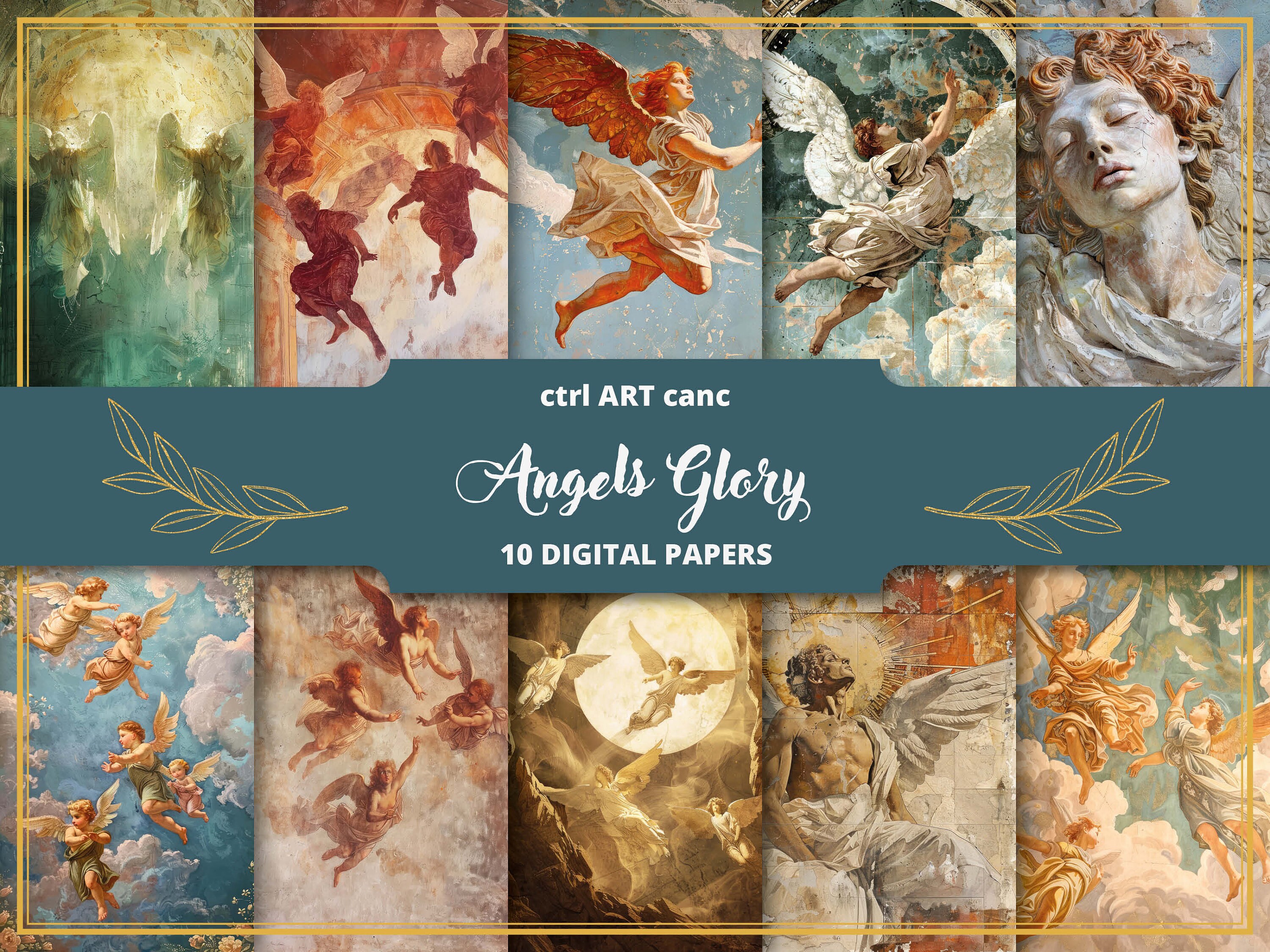 ヴィンテージの天使のフレスコ画イラスト：システィーナ礼拝堂の印刷