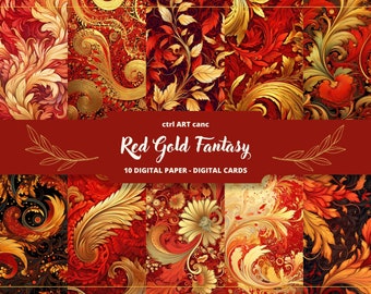 Red & Gold Fantasy Printable: Abstract Journal Kit (Digital Download)