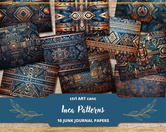 Aztec Inca Pattern Digital Paper: Maya Journal Kit (Digital Download)
