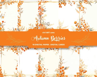 Autumn Berries Digital Paper: Junk Journal & Scrapbook (Digital Download)