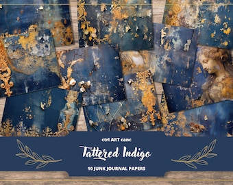 Tattered Blue Digital Paper: Shabby Chic Journal (Printable Paper)