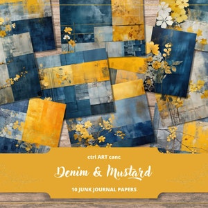 Carnet de notes bleu collage Kit de carnet de notes papier numérique Kit de scrapbooking Journal imprimable Kit de journal numérique papier Art mural abstrait imprimable