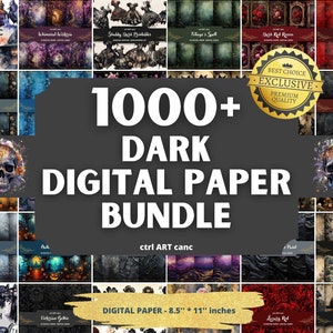 Donkere digitale papierbundel heks Wicca decor grillige ongewenste dagboek Kit donkere papieren boek der schaduwen Instant Download afdrukbaar papier plakboek