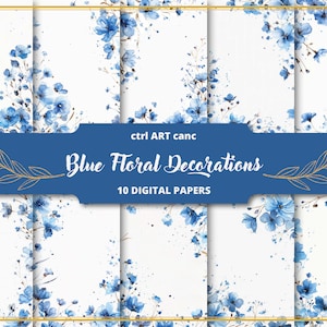 Letter Paper for Junk Journal Kit Floral Scrapbook Printable Paper Blue Digital Paper Flower Printable Decor for Journal Pages Texture